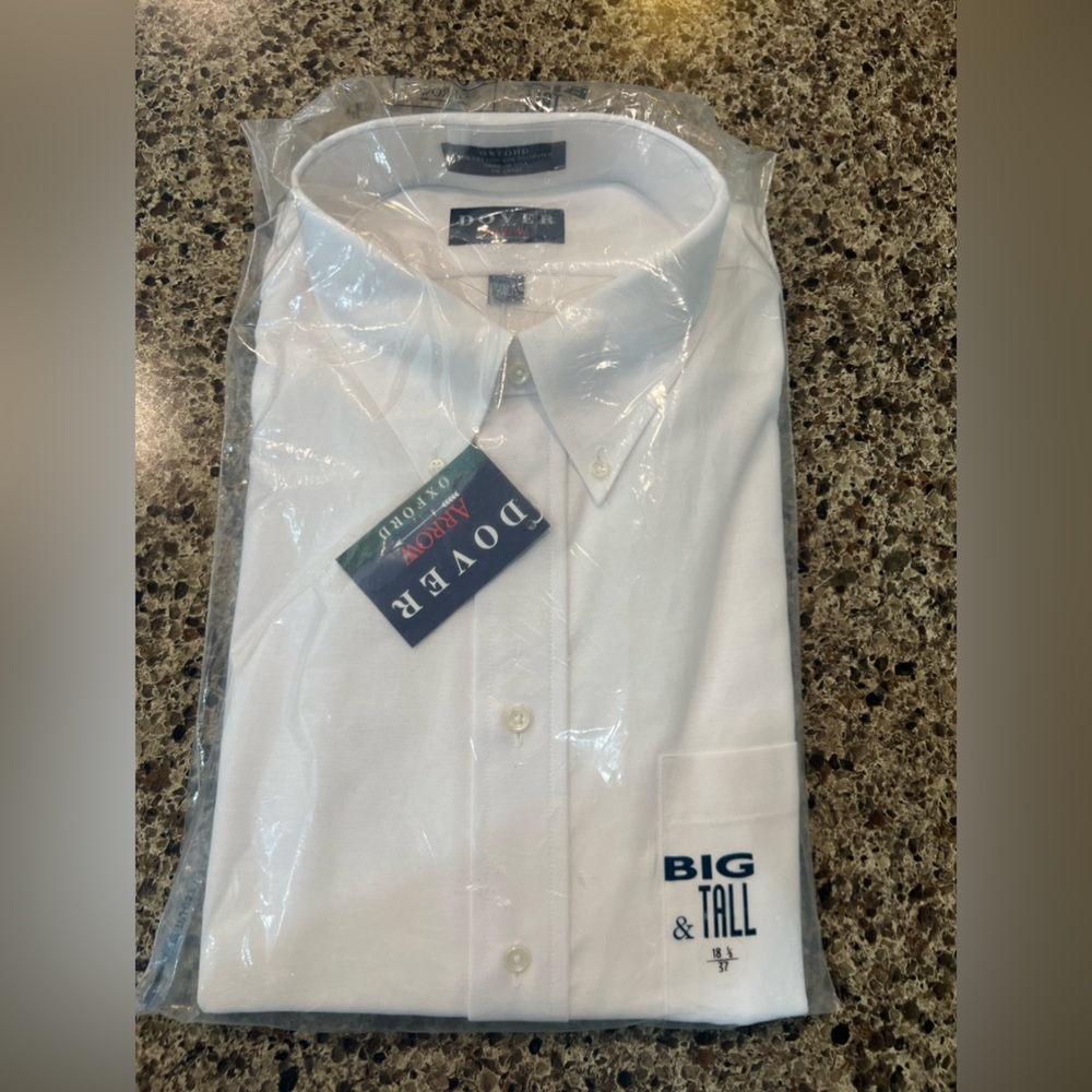 Brand new Men’s Dover Arrow Big and Tall white Oxford shirt
